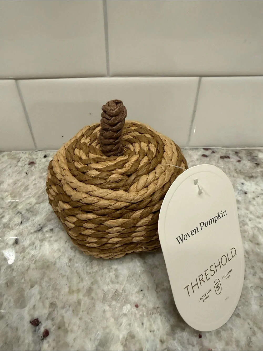 3/$15* Threshold Fall Decor: Small Natural Woven Pumpkin Brown and Cream NWT